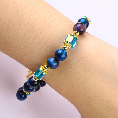 Crostalo naturale di guarigione 8mm arcobaleno tigre occhio albero della vita braccialetto per perline per indossare ogni giorno