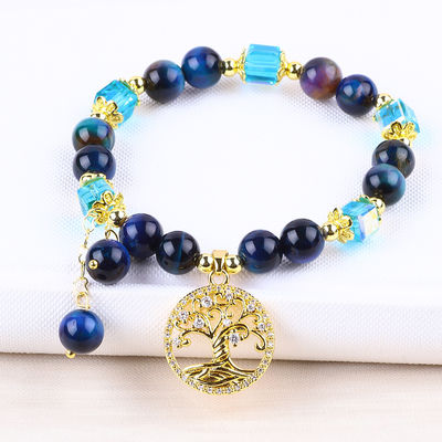 Crostalo naturale di guarigione 8mm arcobaleno tigre occhio albero della vita braccialetto per perline per indossare ogni giorno