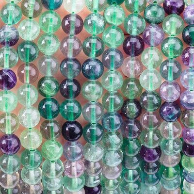 8mm Colored Gems Flourite Perle Perle di cristallo curative per la produzione di gioielli