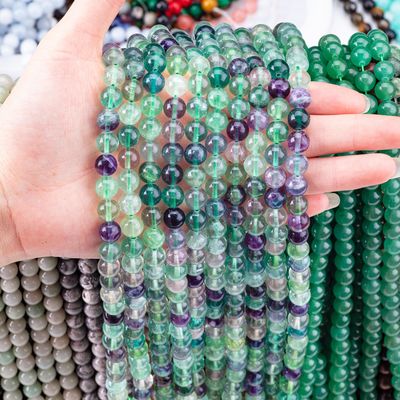 8mm Colored Gems Flourite Perle Perle di cristallo curative per la produzione di gioielli
