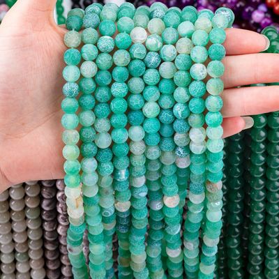 Perle di cristallo di ametista naturale lucidate da 8 mm, verde e climatizzato, per il colletto del braccialetto