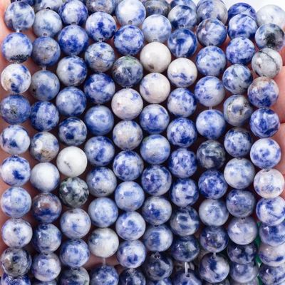 Spiritual Natural Blue Dot Stone 8mm Round Loose Bead per gioielli fatti a mano e portachiavi