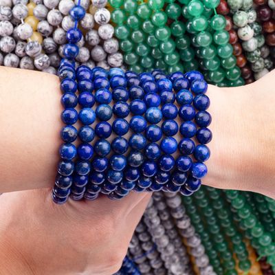 Pietra semipreziosa lapis lazuli perla rotonda cristallo gemma fili di perla sciolti per la fabbricazione di gioielli fai da te