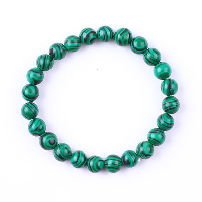 Elastico Naturale Verde Malachite Anti Ansietà Braccialetto Perla Cura