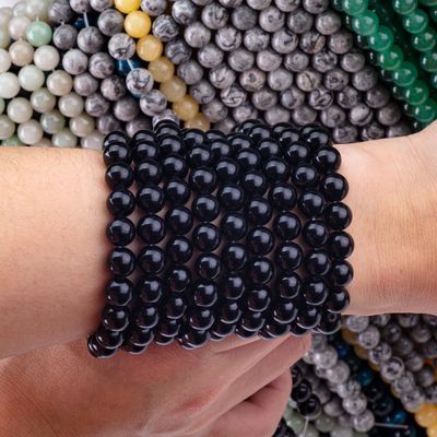 Natural Crystal Black Obsidian 8MM Round Loose Gemstone Bead per la realizzazione di gioielli fai da te