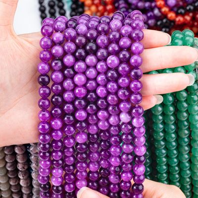 8 mm di giada viola scura perle di pietra gemma cristallina curativa perle di pietra per la produzione di gioielli