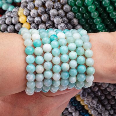 8mm Blu Amazonite perle di gemme perle di cristallo di pietra curativa per la produzione di gioielli