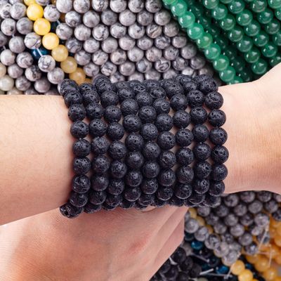 Perle di pietra preziosa vulcanica da 8 mm Perle di pietra cristallina per la produzione di gioielli