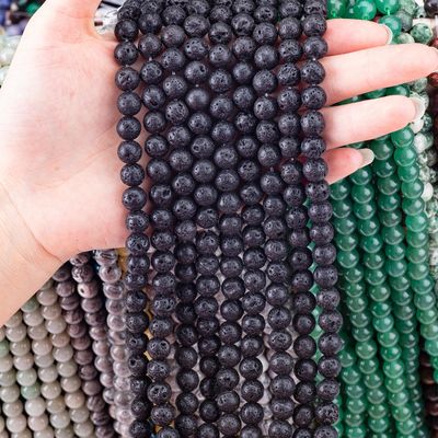 Perle di pietra preziosa vulcanica da 8 mm Perle di pietra cristallina per la produzione di gioielli