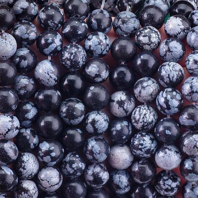 8mm nero fiocco di neve ossidiana perle di pietra preziosa cristallina curativa perle di pietra per la produzione di gioielli