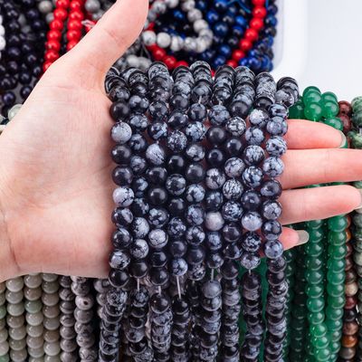 8mm nero fiocco di neve ossidiana perle di pietra preziosa cristallina curativa perle di pietra per la produzione di gioielli