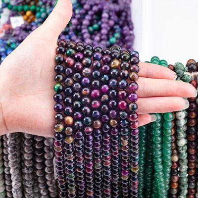 Cristallo naturale Gemstone Rainbow Tiger's Eye Loose Bead Strands Semi Precious Stone per la realizzazione di gioielli fai da te