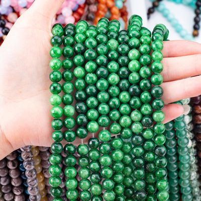 Giadeite verde scuro cristallino naturale 8 mm perline rotonde sciolte perline di gemma per la realizzazione di gioielli fai da te