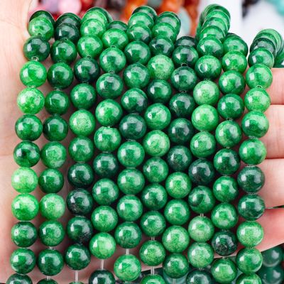 Giadeite verde scuro cristallino naturale 8 mm perline rotonde sciolte perline di gemma per la realizzazione di gioielli fai da te