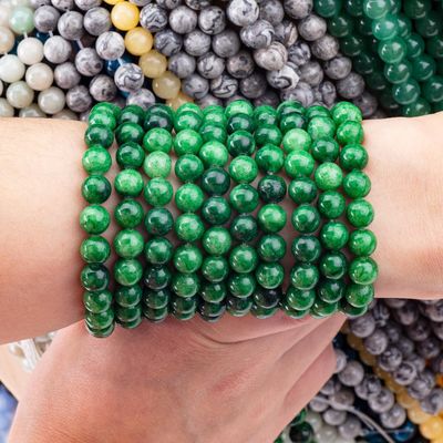 Giadeite verde scuro cristallino naturale 8 mm perline rotonde sciolte perline di gemma per la realizzazione di gioielli fai da te