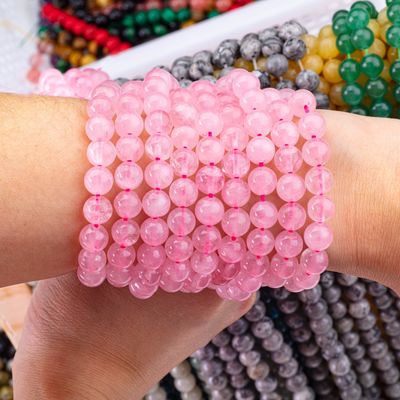 Pietra cristallina naturale di diamante rosa quarzo strati di perline sciolte pietra semi-preziosa per la fabbricazione di gioielli fai da te