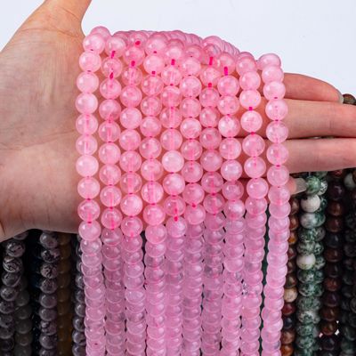 Pietra cristallina naturale di diamante rosa quarzo strati di perline sciolte pietra semi-preziosa per la fabbricazione di gioielli fai da te