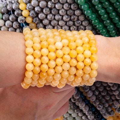 Crema Giallo Giada Cristallo Naturale Gemstone Stringhe di perline sciolte Pietra semipreziosa per la fabbricazione di gioielli fai da te