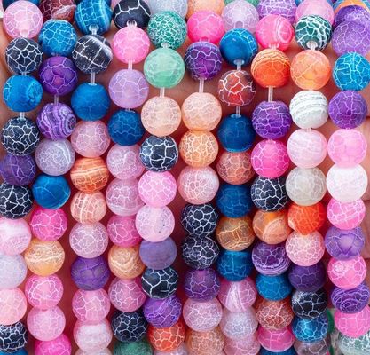 Agata Arco-rivolto a base di perline sciolte String di pietra semi-preziosa Matt Frosted Agata incrinata per la realizzazione di gioielli fai da te