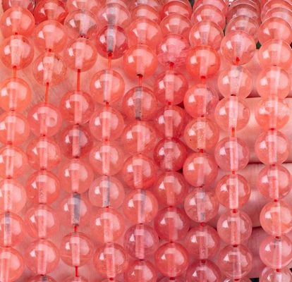 Rose Cherry Quartz Loose Bead Strands Semi Precious Stone Melone Quarzo rosso per la fabbricazione di gioielli fai da te