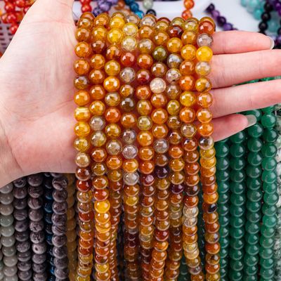 Spiritual Natural Dark Yellow Dragon Agate 8MM Round Loose Bead per gioielli e portachiavi fatti a mano