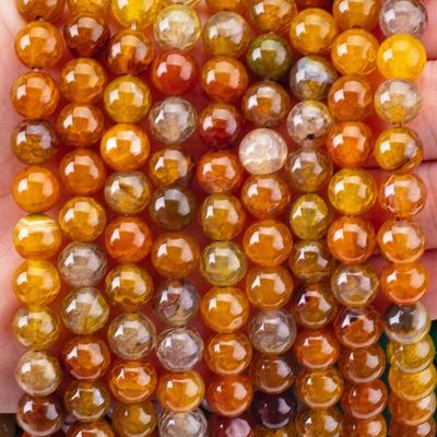 Spiritual Natural Dark Yellow Dragon Agate 8MM Round Loose Bead per gioielli e portachiavi fatti a mano