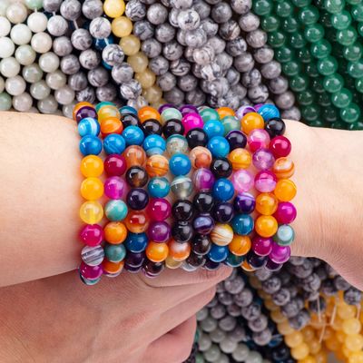 Rainbow Stripped Agate Loose Bead Strands Semi Precious Stone per la realizzazione di gioielli fai da te
