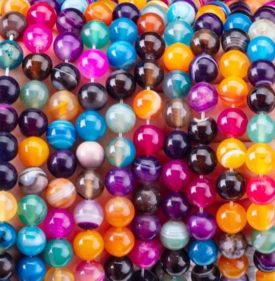 Rainbow Stripped Agate Loose Bead Strands Semi Precious Stone per la realizzazione di gioielli fai da te