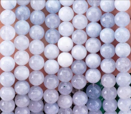 Pietra semipreziosa leggera Acquamarino Stringi di perline sciolte Cristallo naturale Gemma per la realizzazione di gioielli fai da te