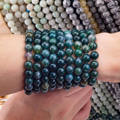 Perle di agata di muschio rotondo 4 mm perle di gemme per la fabbricazione di gioielli fai da te