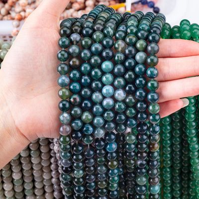 Perle di agata di muschio rotondo 4 mm perle di gemme per la fabbricazione di gioielli fai da te