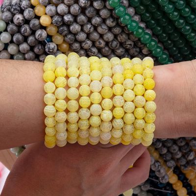 Agate gialla con intemperie rotonde perline semipreziose fili di perline sciolte per la fabbricazione di gioielli fai da te