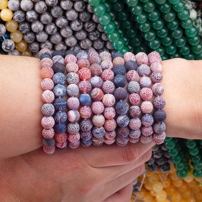 Agate sognante con le corde di perla sciolte String di pietra semi-preziosa Matt Frosted Agate incrinata per la fabbricazione di gioielli fai da te