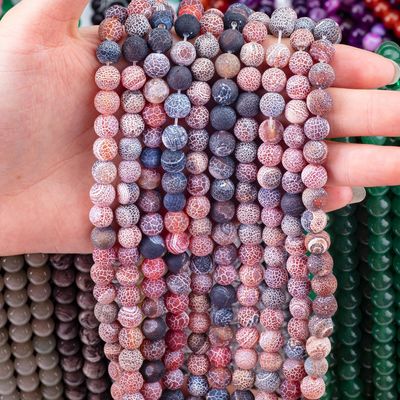 Agate sognante con le corde di perla sciolte String di pietra semi-preziosa Matt Frosted Agate incrinata per la fabbricazione di gioielli fai da te