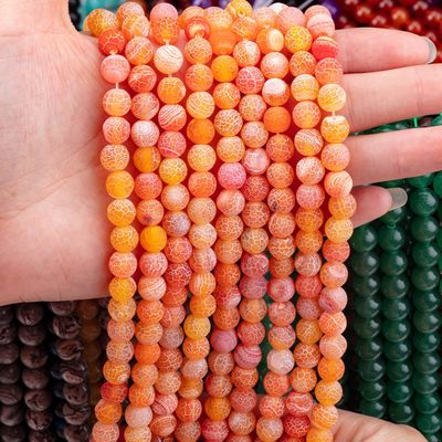 Agate arancione con tensione atmosferica Stringhe di perline larghe 2 mm Perline semipreziose
