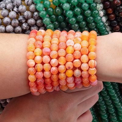 Agate arancione con tensione atmosferica Stringhe di perline larghe 2 mm Perline semipreziose