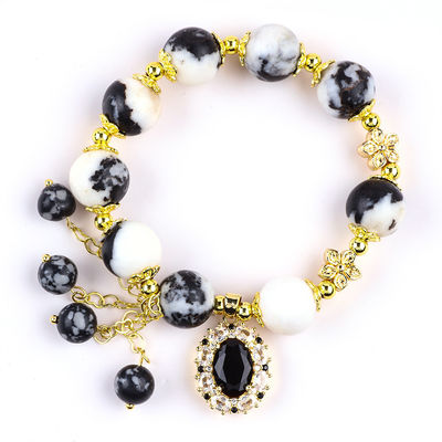 12mm Zebra Bianco e Nero Giaspo Braccialetti per Meditazione