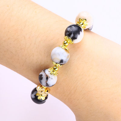 12mm Zebra Bianco e Nero Giaspo Braccialetti per Meditazione