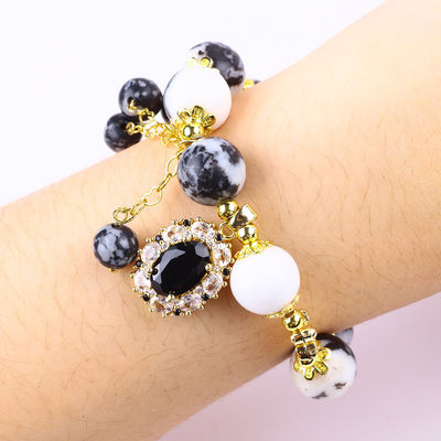 12mm Zebra Bianco e Nero Giaspo Braccialetti per Meditazione