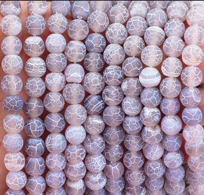 Agata grigio confezionata con filamenti di perline sciolte Pietra semipreziosa mattata agata fredda incrinata per la fabbricazione di gioielli fai da te
