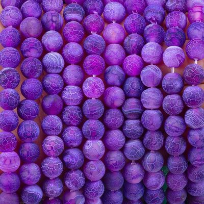 Agata viola con vetrificazione Stringhe di perline sciolte Pietra semi-preziosa Matt Frosted Agata spaccata per la fabbricazione di gioielli fai da te