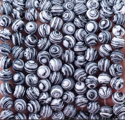 Zebra sintetica Malachite Stringi di perline sciolte Pietra semipreziosa bianca e nera per la fabbricazione di gioielli fai da te