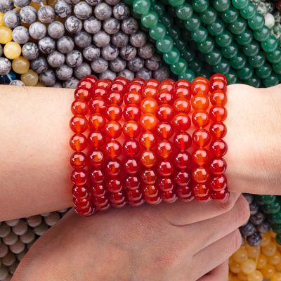 Agata rossa 8 mm perle rotonde di pietre preziose di carnelia naturale per gioielli di festa