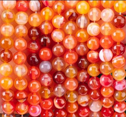 Agata a strisce arancione con filamenti di perline a sfera libera Pietra semi-preziosa per la fabbricazione di gioielli fai da te