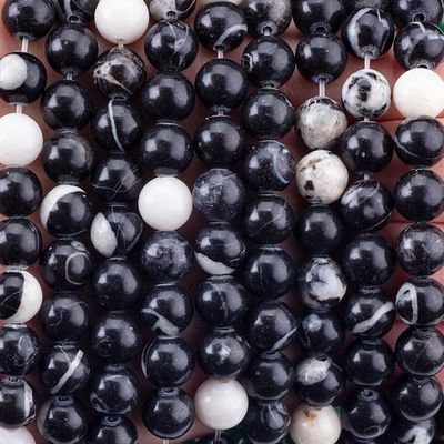 8mm zebra nera giaspo perle di pietra preziosa cristallina curativa perle di pietra per la produzione di gioielli