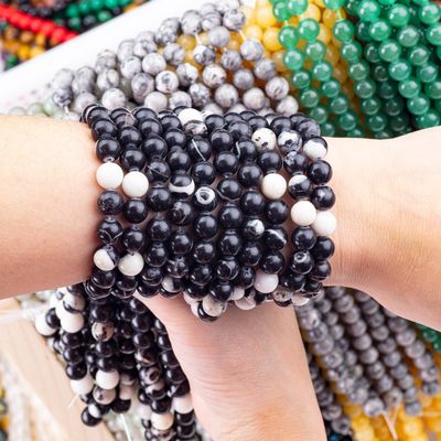 8mm zebra nera giaspo perle di pietra preziosa cristallina curativa perle di pietra per la produzione di gioielli