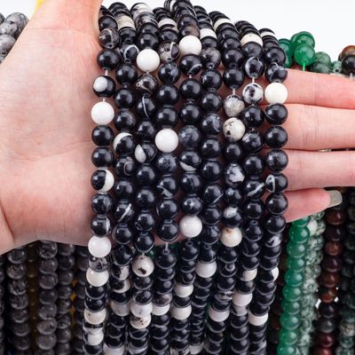 8mm zebra nera giaspo perle di pietra preziosa cristallina curativa perle di pietra per la produzione di gioielli