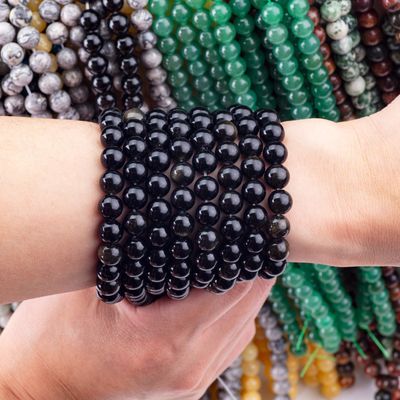 8mm Black Onyx Gemstone Beads Perle di cristallo per la produzione di gioielli