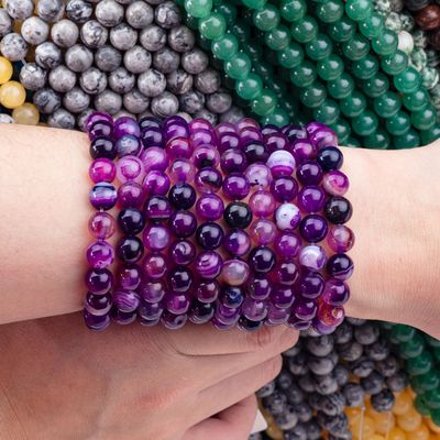 Agate viola a strisce curativa 8 mm perline rotonde di gemme da regalare