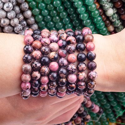 8mm strisce nere Rhodocrosite perle di gemma per le gemme di cristallo per la produzione di gioielli